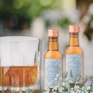 Étiquettes Pour Bouteilles De Vin Simple chic Bleu et Blanc Accueil Mariage élégant