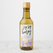 Étiquettes Pour Bouteilles De Vin Sip Hooray Boho Butterfly Hydrangea Fête des marié (Devant)