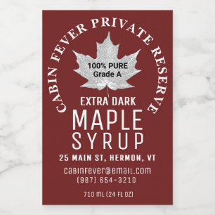 Étiquettes Pour Bouteilles De Vin Sirop d'érable pur à la feuille blanche Logo circu