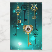 Étiquettes Pour Bouteilles De Vin Skeleton Keys on Green Background (Étiquettes simples)