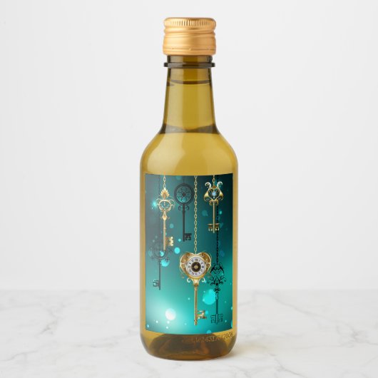 Étiquettes Pour Bouteilles De Vin Skeleton Keys on Green Background (Devant)