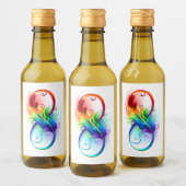 Étiquettes Pour Bouteilles De Vin Symbole d'infini avec plume arc-en-ciel (Bouteilles)