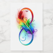 Étiquettes Pour Bouteilles De Vin Symbole d'infini avec plume arc-en-ciel (Étiquettes simples)