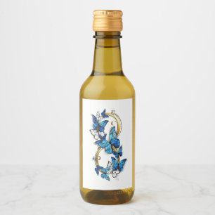 Étiquettes Pour Bouteilles De Vin Symbole infini de papillons Morpho bleus