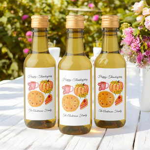 Étiquettes Pour Bouteilles De Vin Thanksgiving Friendsgiving Citrouille Split Latte