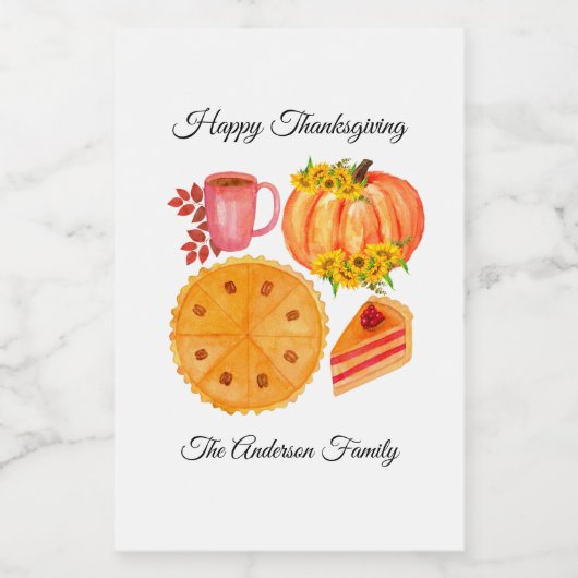 Étiquettes Pour Bouteilles De Vin Thanksgiving Friendsgiving Citrouille Split Latte (Étiquettes simples)