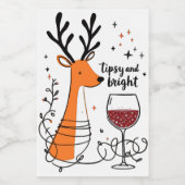 Étiquettes Pour Bouteilles De Vin Tipsy and Bright Reindeer  (Étiquettes simples)