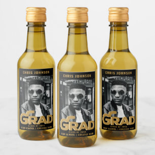 Étiquettes Pour Bouteilles De Vin Typographie moderne Gold Bold Tirage Photo Graduat