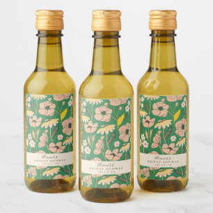 Étiquettes Pour Bouteilles De Vin Vintage Vert Bohème Floral Personnalisé Bridal Sho