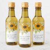 Étiquettes Pour Bouteilles De Vin Yellow Modern Sunflowers Bouquet Wedding  (Bouteilles)