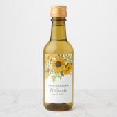 Étiquettes Pour Bouteilles De Vin Yellow Modern Sunflowers Bouquet Wedding  (Devant)