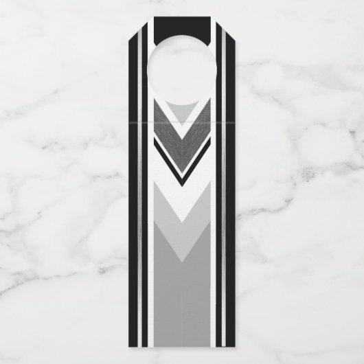 Étiquettes Pour Bouteilles Diagonale blanc noir, gris, rayure (Devant)