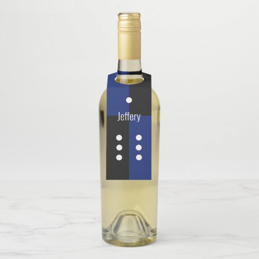 Étiquettes Pour Bouteilles Dice polka dot dice motif bleu/noir (Sur bouteille)