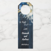 Étiquettes Pour Bouteilles Dîner de répétition floral blanc bois bleu rustiqu (Devant)