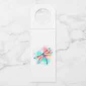 Étiquettes Pour Bouteilles Dragonfly rouge sur l'arrière - plan aquarelle (Dos)