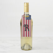 Étiquettes Pour Bouteilles Drapeau américain patriotique américain Monogramme (Sur bouteille)