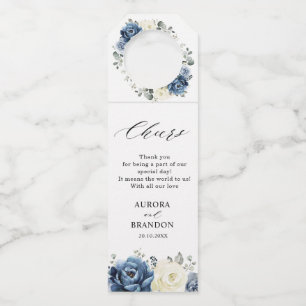 Étiquettes Pour Bouteilles Dusty Blue Navy Champagne Ivory Floral Mariage