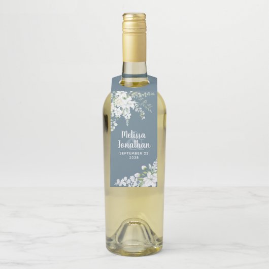 Étiquettes Pour Bouteilles Eau romantique fleurs blanches mariage personnalis (Sur bouteille)