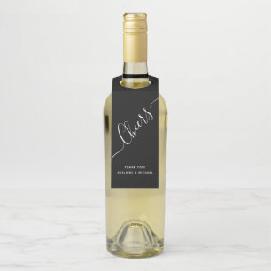 Étiquettes Pour Bouteilles Écriture Manuscrite Élégante Noir Blanc Cheers