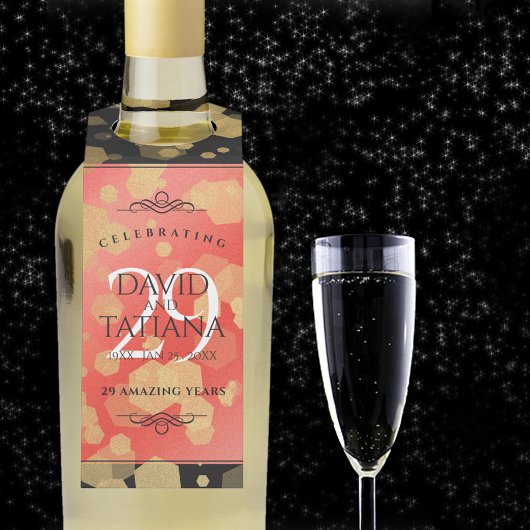 Étiquettes Pour Bouteilles Élégant 29e anniversaire du Mariage Garnet