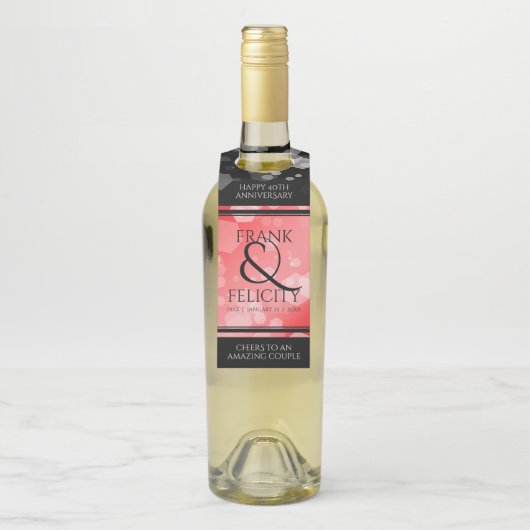 Étiquettes Pour Bouteilles Élégant 40e 80e Anniversaire de Mariage Rubis (Sur bouteille)