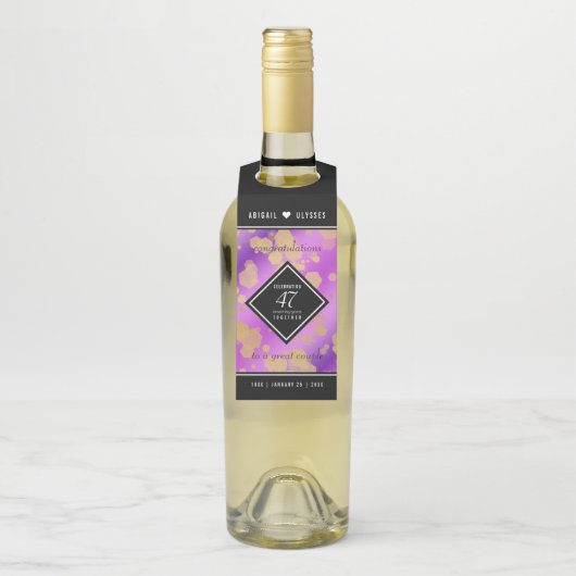 Étiquettes Pour Bouteilles Élégant 47e anniversaire du Mariage Améthyste (Sur bouteille)