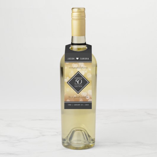 Étiquettes Pour Bouteilles Élégant 50e anniversaire de Mariage d'or (Sur bouteille)