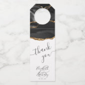 Étiquettes Pour Bouteilles Élégant Agate Black Gold Mariage Merci (Devant)