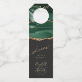 Étiquettes Pour Bouteilles Élégant Agate Émeraude Vert Or Mariage Bienvenue (Devant)