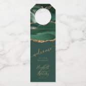 Étiquettes Pour Bouteilles Élégant Agate Émeraude Vert Or Mariage Bienvenue (Devant)