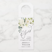 Étiquettes Pour Bouteilles Elégant Eucalyptus Roses Blanches Aquarelle (Devant)