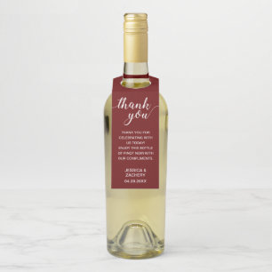 Étiquettes Pour Bouteilles Élégant Mariage Blanc sur Rouge Foncé