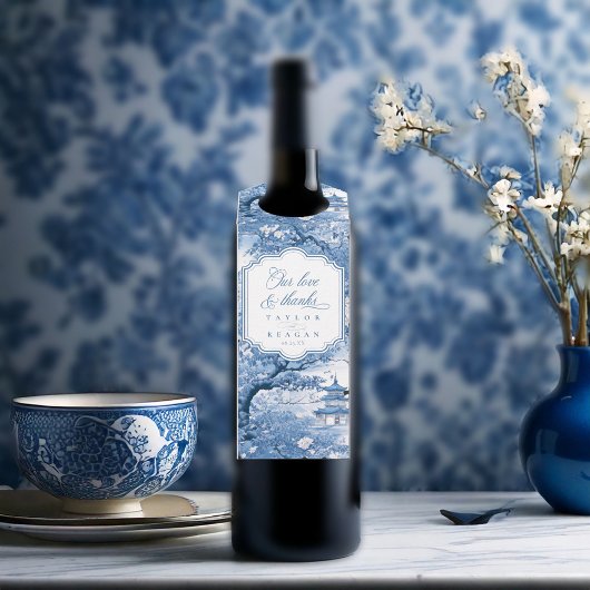 Étiquettes Pour Bouteilles Élégant Mariage Chinoiserie Merci ID1094