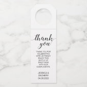 Étiquettes Pour Bouteilles Élégant Remerciement Mariage Noir et Blanc (Devant)