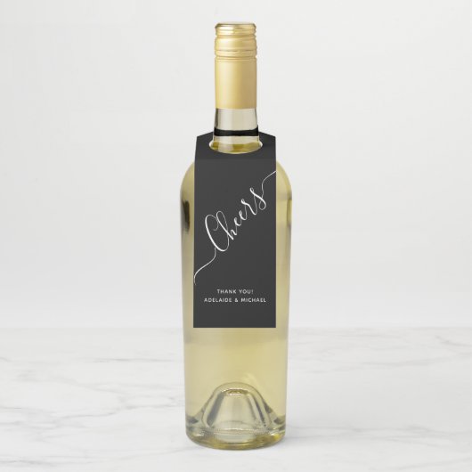 Étiquettes Pour Bouteilles Élégant script manuscrit noir blanc Cheveux (Sur bouteille)
