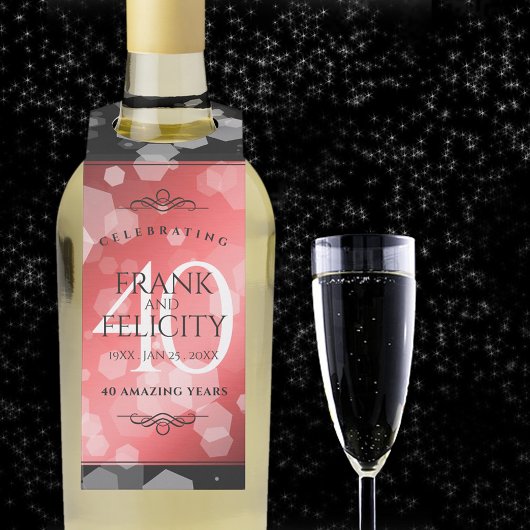 Étiquettes Pour Bouteilles Élégante célébration du 40e anniversaire du Mariag