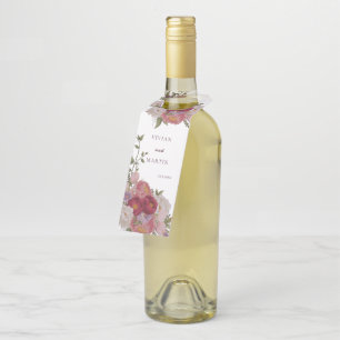 Étiquettes Pour Bouteilles Élégantes Fleurs de la Forêt Bourgogne Mariage