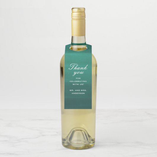 Étiquettes Pour Bouteilles Emerald green élégant mariage simple merci (Sur bouteille)