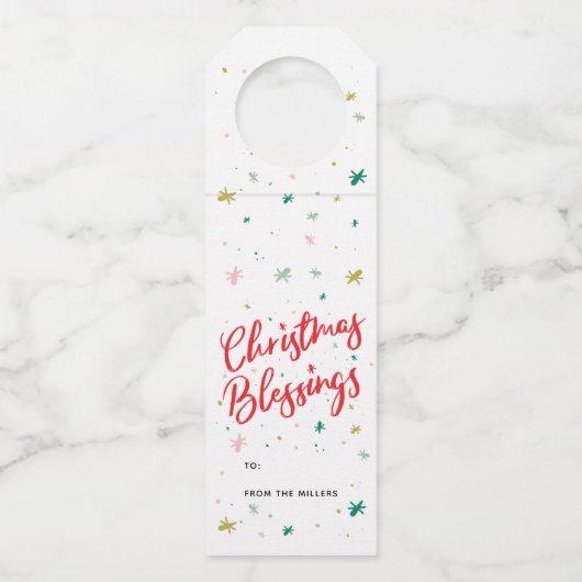 Étiquettes Pour Bouteilles Étoiles et bénédictions de Noël (Devant)