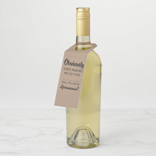 Étiquettes Pour Bouteilles Évidemment - Drôle Groomsmen Proposition (Incliné)
