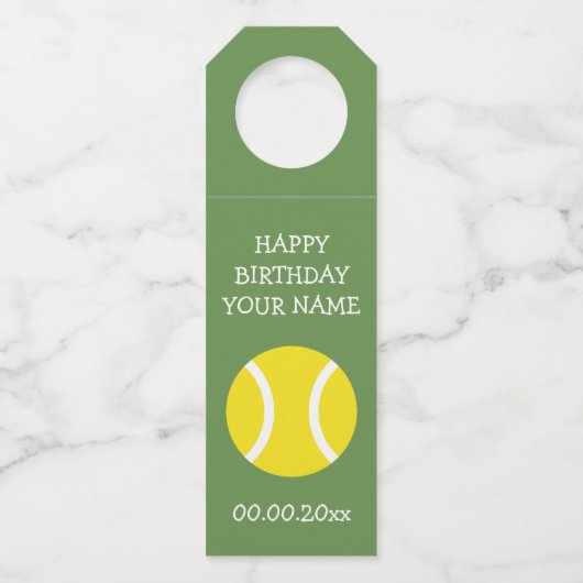 Étiquettes Pour Bouteilles Fête d'anniversaire sur le thème de tennis personn (Devant)