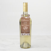 Étiquettes Pour Bouteilles Fête des mariées Rustique Bois et dentelle blanche (Sur bouteille)