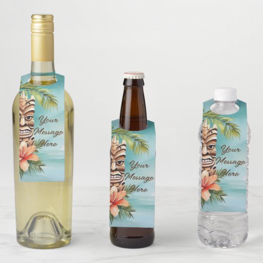 Étiquettes Pour Bouteilles Fête Tropicale Tiki (En situation)