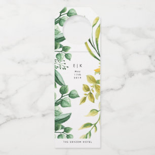 Étiquettes Pour Bouteilles Feuillage frais plantes feuillues mariage