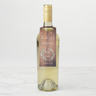 Étiquettes Pour Bouteilles Feuilles d'aquarelle bois rustique Mariage Merci