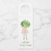 Étiquettes Pour Bouteilles Fille de mode Noël à l'aquarelle avec verdure (Devant)