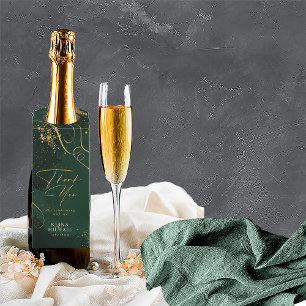 Étiquettes Pour Bouteilles Fine Lines Gold Abstrait Mariage Emerald ID867