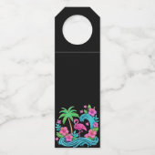 Étiquettes Pour Bouteilles Flamant Rose Néon Tropical (Devant)