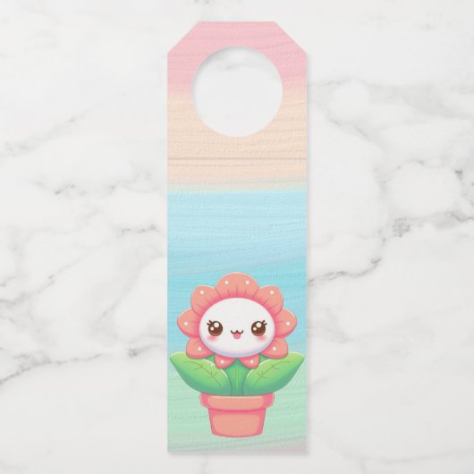 Étiquettes Pour Bouteilles Fleur mignonne, capricieuse en pot (Devant)