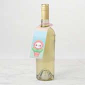 Étiquettes Pour Bouteilles Fleur mignonne, capricieuse en pot (Incliné)
